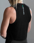 Reyllen m1 ladies flowy high neck workout crossfit vest tank top  modelled by woman back view