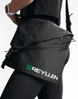 Reyllen musette shoulder bag worn by woman on side