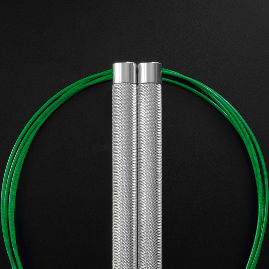 Reyllen Flare PRO CrossFit Speed Skipping Jump Rope Aluminium Handles silver and green nylon pro cable