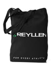 reyllen canvas cotton tote bag black front view with handles